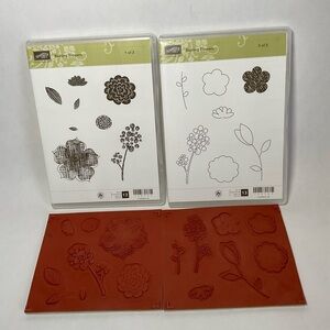 STAMPIN UP! COLLECTION RAINING FLOWERS 13 PIECE STAMP SET *NEW 122767